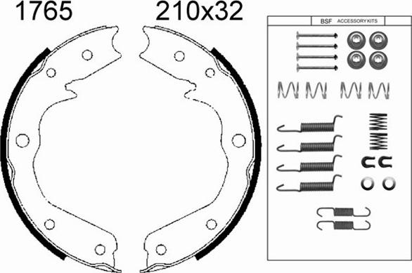 BSF 01765K - Комплект гальм, ручник, парковка autocars.com.ua