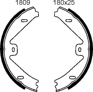 BSF 01809 - Комплект гальм, ручник, парковка autocars.com.ua