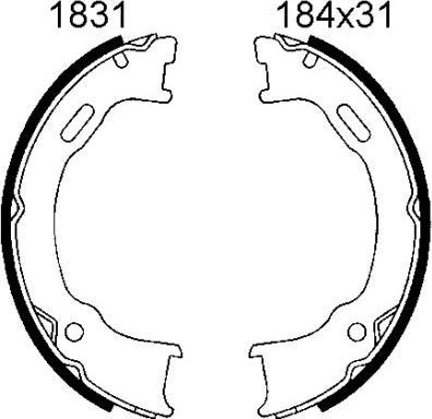BSF 01831 - Комплект гальм, ручник, парковка autocars.com.ua