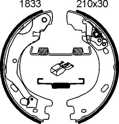 BSF 01833 - Комплект гальм, ручник, парковка autocars.com.ua