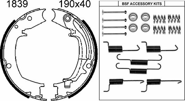 BSF 01839K - Комплект гальм, ручник, парковка autocars.com.ua