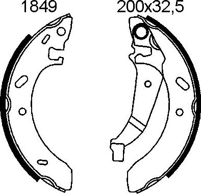 BSF 01849 - Комплект тормозных колодок, барабанные autodnr.net