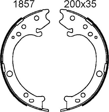 BSF 01857 - Комплект гальм, ручник, парковка autocars.com.ua