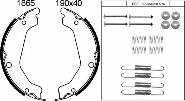 BSF 01865K - Комплект гальм, ручник, парковка autocars.com.ua