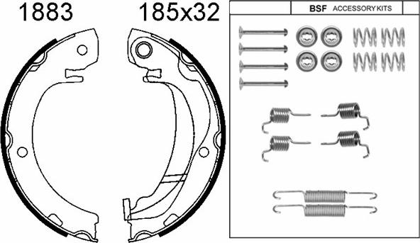 BSF 01883K - Комплект тормозов, ручник, парковка autodnr.net