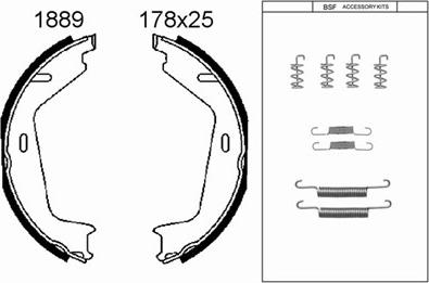 BSF 01889K - Комплект гальм, ручник, парковка autocars.com.ua