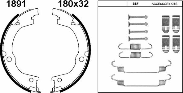 BSF 01891K - Комплект тормозов, ручник, парковка autodnr.net