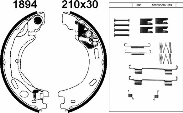 BSF 01894K - Комплект гальм, ручник, парковка autocars.com.ua