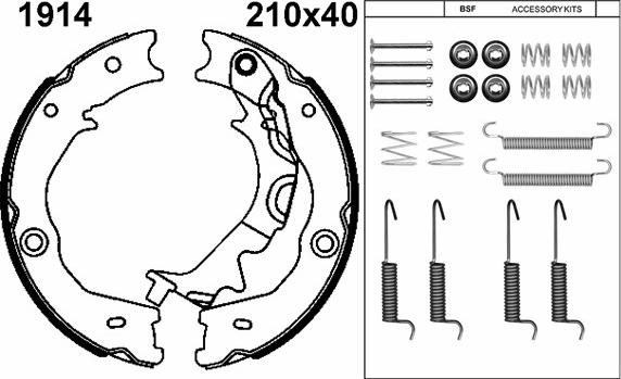 BSF 01914K - Комплект гальм, ручник, парковка autocars.com.ua