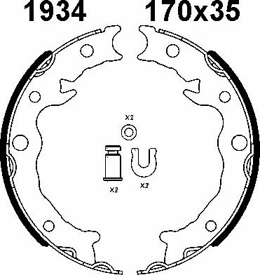 BSF 01934 - Комплект гальм, ручник, парковка autocars.com.ua