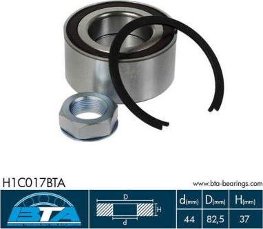 BTA H1C017BTA - Комплект підшипника маточини колеса autocars.com.ua