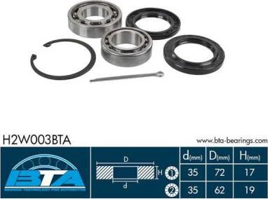 BTA H2W003BTA - Комплект подшипника ступицы колеса avtokuzovplus.com.ua