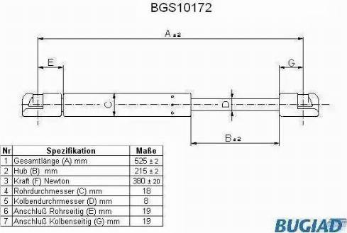 Bugiad BGS10172 - Газовая пружина, упор autodnr.net