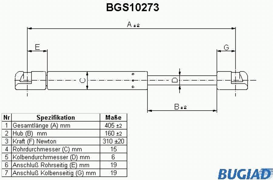 Bugiad BGS10273 - Газовая пружина, упор autodnr.net