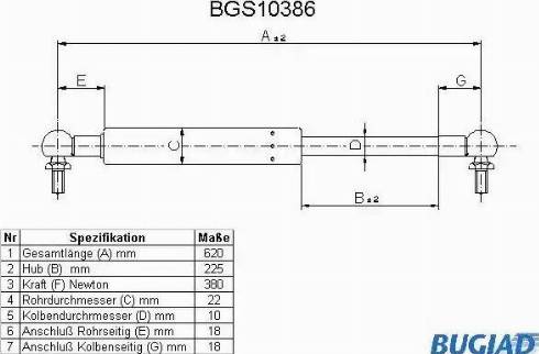 Bugiad BGS10386 - Газовая пружина, упор autodnr.net