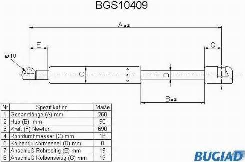 Bugiad BGS10409 - Газовая пружина, упор autodnr.net