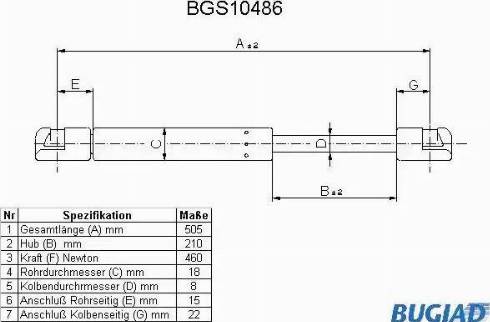 Bugiad BGS10486 - Газовая пружина, упор avtokuzovplus.com.ua