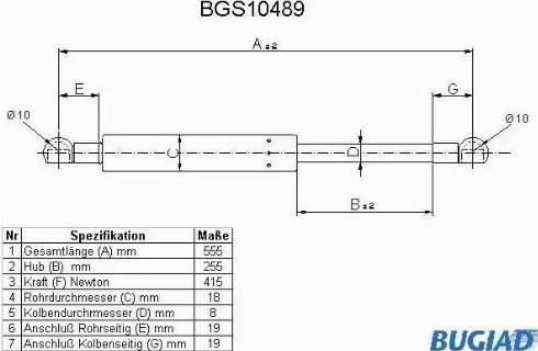 Bugiad BGS10489 - Газовая пружина, упор avtokuzovplus.com.ua