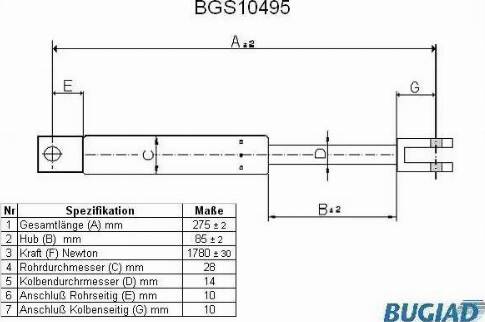 Bugiad BGS10495 - Газовая пружина, упор autodnr.net