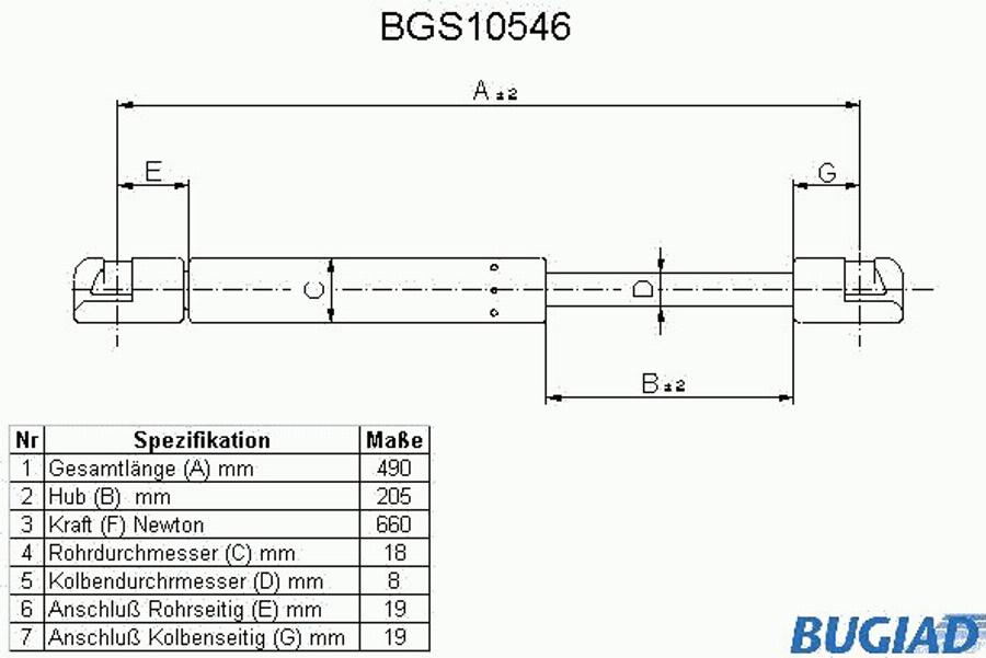 Bugiad BGS10546 - Газовая пружина, капот avtokuzovplus.com.ua