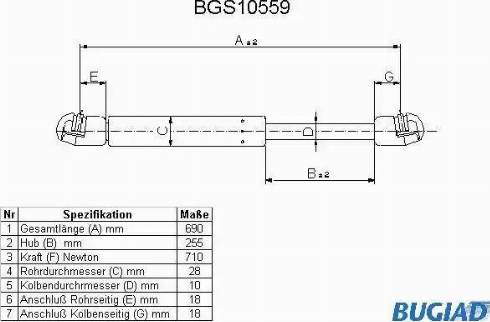 Bugiad BGS10559 - Газовая пружина, упор autodnr.net