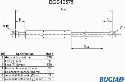 Bugiad BGS10575 - Газовая пружина, упор autodnr.net