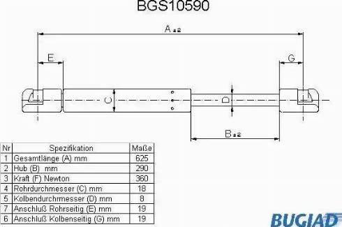 Bugiad BGS10590 - Газовая пружина, упор avtokuzovplus.com.ua