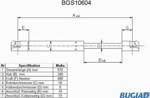 Bugiad BGS10604 - Газовая пружина, упор autodnr.net