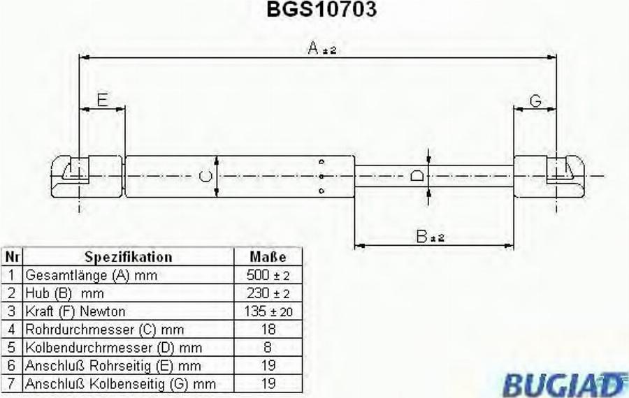 Bugiad BGS10703 - Газова пружина autocars.com.ua