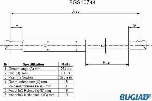 Bugiad BGS10744 - Газовая пружина, упор avtokuzovplus.com.ua