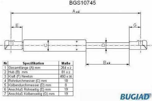 Bugiad BGS10745 - Газовая пружина, упор avtokuzovplus.com.ua