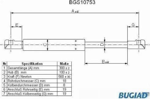 Bugiad BGS10753 - Газовая пружина, упор autodnr.net