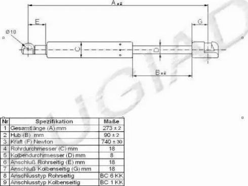 Bugiad BGS10791 - Газовая пружина, упор autodnr.net