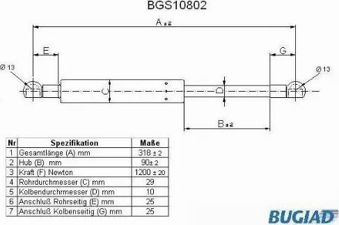 Bugiad BGS10802 - Газовая пружина, упор autodnr.net
