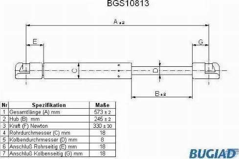 Bugiad BGS10813 - Газовая пружина, капот avtokuzovplus.com.ua