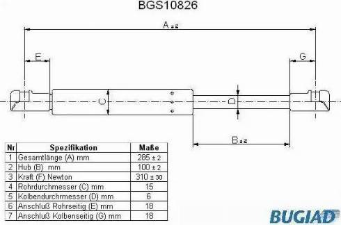 Bugiad BGS10826 - Газовая пружина, упор avtokuzovplus.com.ua