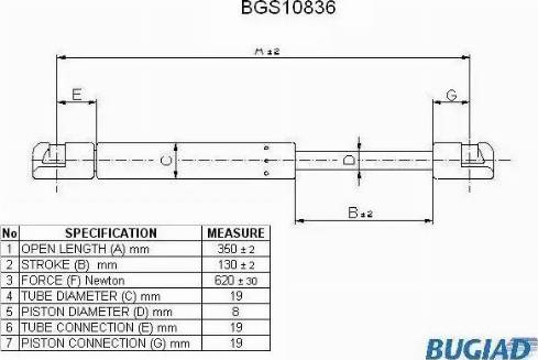Bugiad BGS10836 - Газовая пружина, упор autodnr.net