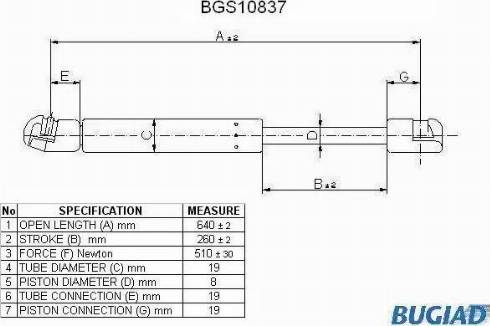 Bugiad BGS10837 - Газовая пружина, капот autodnr.net