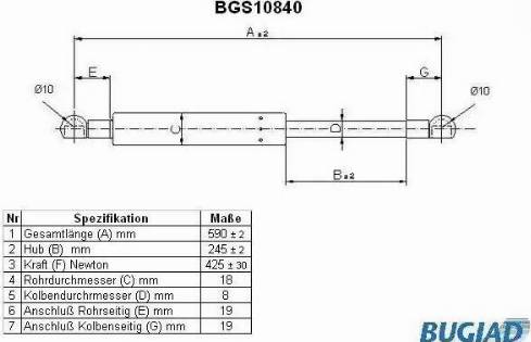 Bugiad BGS10840 - Газовая пружина, упор avtokuzovplus.com.ua