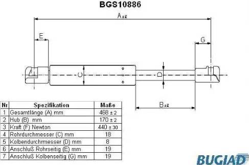 Bugiad BGS10886 - Газовая пружина, упор avtokuzovplus.com.ua