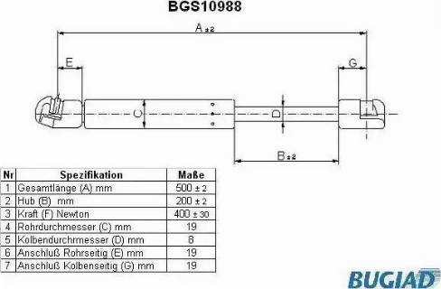 Bugiad BGS10988 - Газовая пружина, упор avtokuzovplus.com.ua