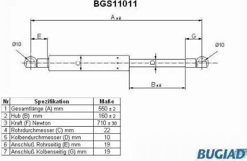 Bugiad BGS11011 - Газовая пружина, упор avtokuzovplus.com.ua