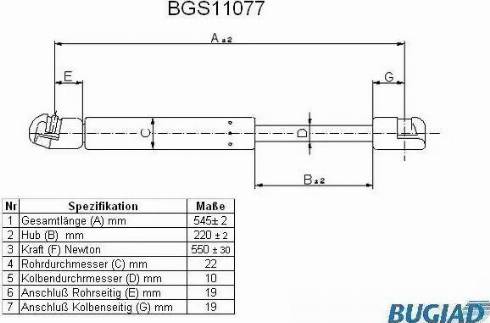 Bugiad BGS11077 - Газовая пружина, упор autodnr.net