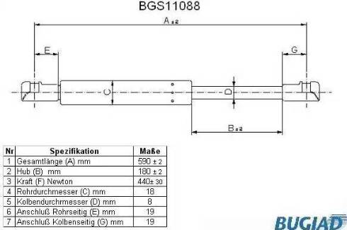 Bugiad BGS11088 - Газовая пружина, упор avtokuzovplus.com.ua