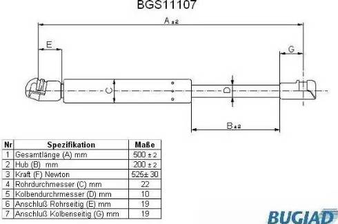 Bugiad BGS11107 - Газовая пружина, упор avtokuzovplus.com.ua