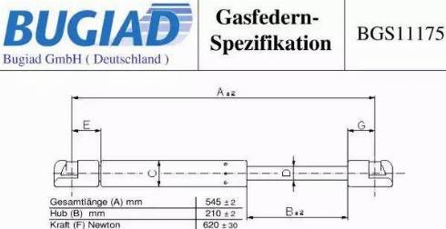 Bugiad BGS11175 - Газовая пружина, упор avtokuzovplus.com.ua