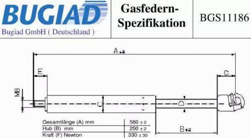 Bugiad BGS11186 - Газовая пружина, капот avtokuzovplus.com.ua