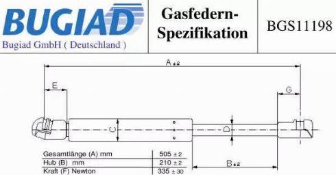 Bugiad BGS11198 - Газовая пружина, упор avtokuzovplus.com.ua