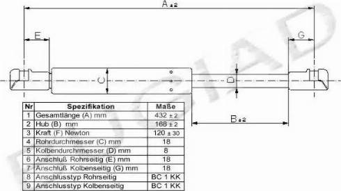 Bugiad BGS11201 - Газовая пружина, заднее стекло avtokuzovplus.com.ua