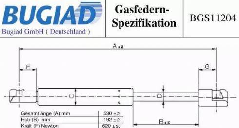 Bugiad BGS11204 - Газовая пружина, упор autodnr.net